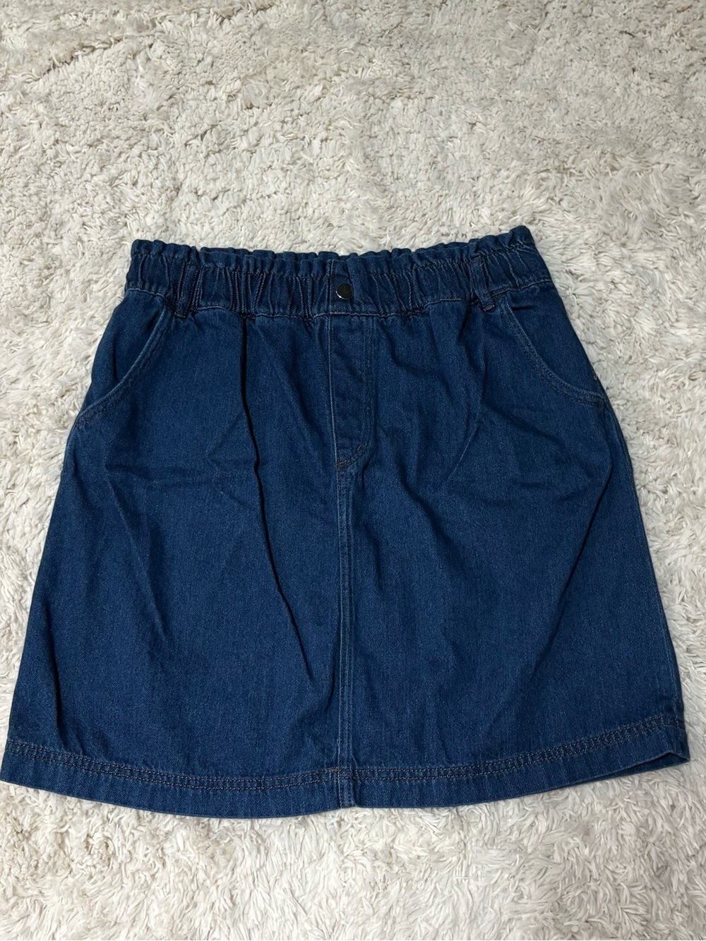 LOFT Paper Bag High Rise Elastic Waist Denim Skirt